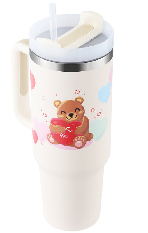 40 Oz Insulated Tumbler™ With Handle & Straw – Spill-Proof Stainless Steel Travel Mug