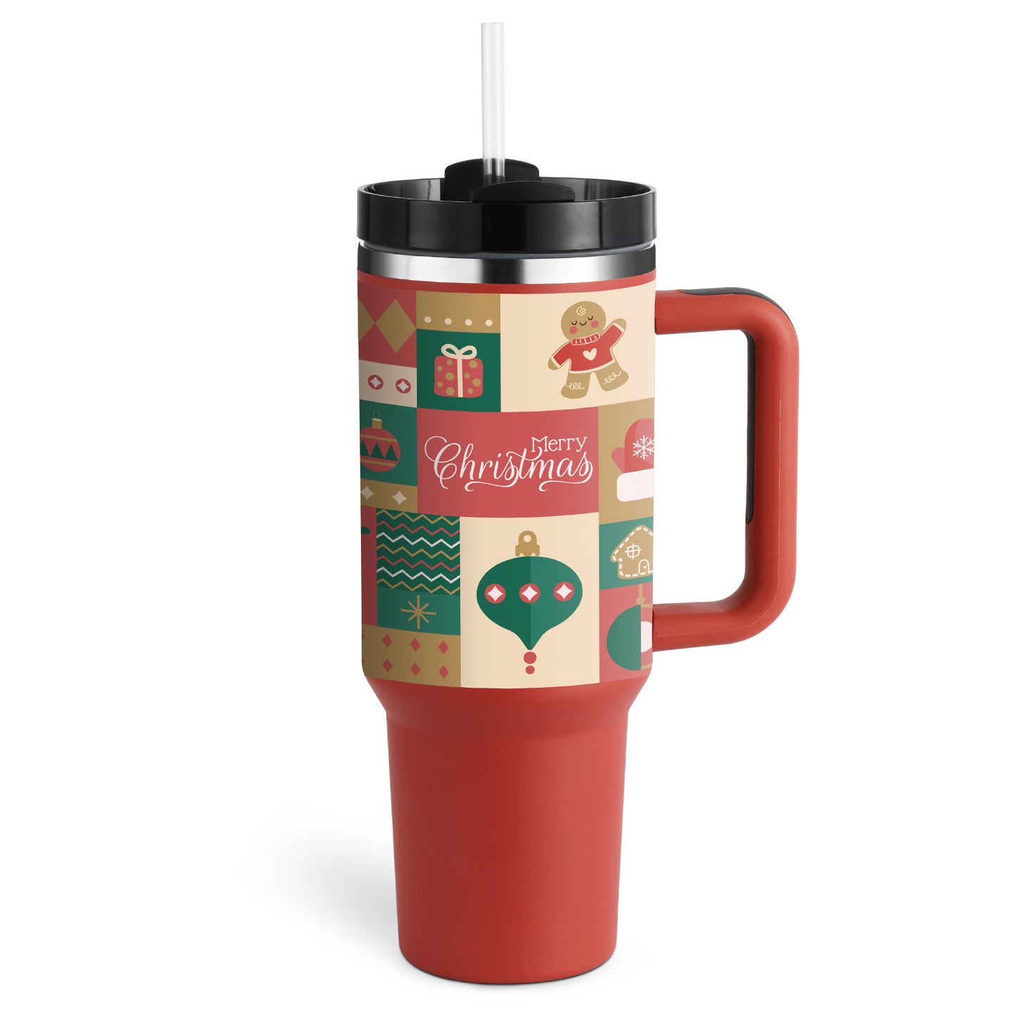 40 Oz Insulated Tumbler™ With Handle & Straw – Spill-Proof Stainless Steel Travel Mug