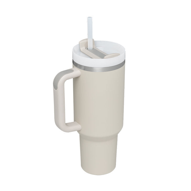 40 Oz Insulated Tumbler™ With Handle & Straw – Spill-Proof Stainless Steel Travel Mug