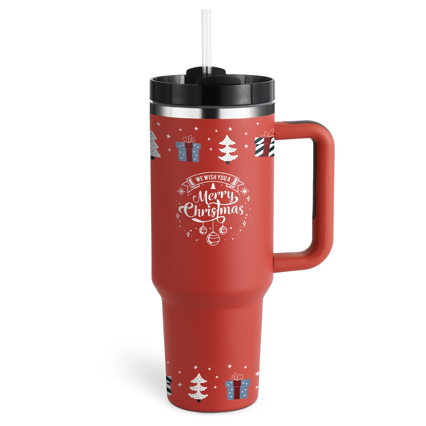 40 Oz Insulated Tumbler™ With Handle & Straw – Spill-Proof Stainless Steel Travel Mug