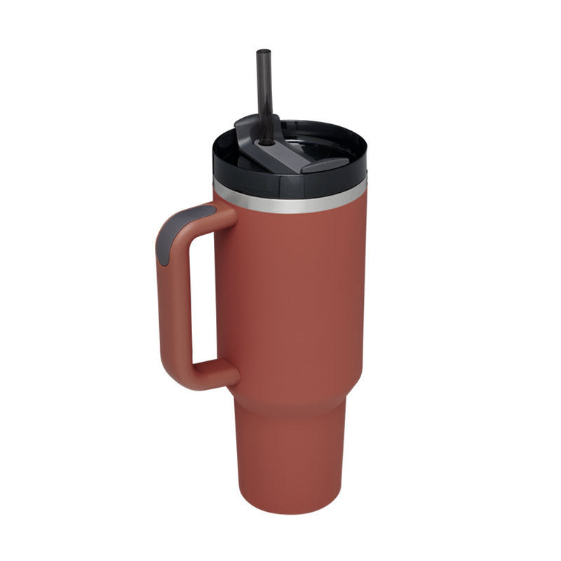 40 Oz Insulated Tumbler™ With Handle & Straw – Spill-Proof Stainless Steel Travel Mug