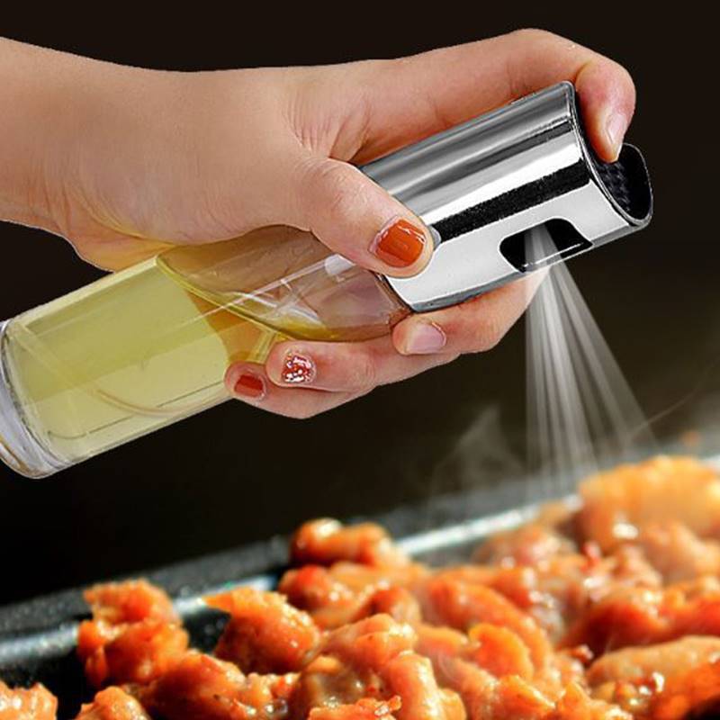 BBQ Oil Spray Bottle – Leakproof Push-Type Olive Oil & Vinegar Sprayer for Healthy Cooking, Grilling, Air Fryer & Kitchen Use – Refillable Pump Dispenser for Non-Stick BBQ Tools & Kitchen Gadgets