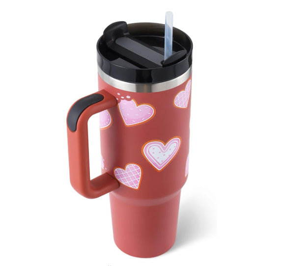 40 Oz Insulated Tumbler™ With Handle & Straw – Spill-Proof Stainless Steel Travel Mug