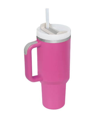 40 Oz Insulated Tumbler™ With Handle & Straw – Spill-Proof Stainless Steel Travel Mug