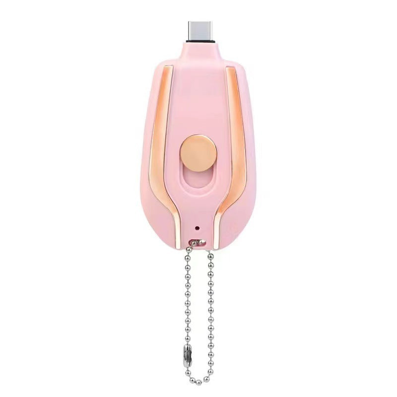 Mini Keychain Power Bank 1500mAh – Type-C Fast Charger Emergency Backup Battery Pod™