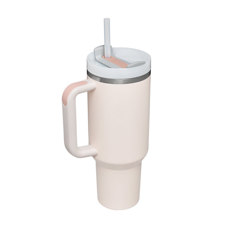 40 Oz Insulated Tumbler™ With Handle & Straw – Spill-Proof Stainless Steel Travel Mug
