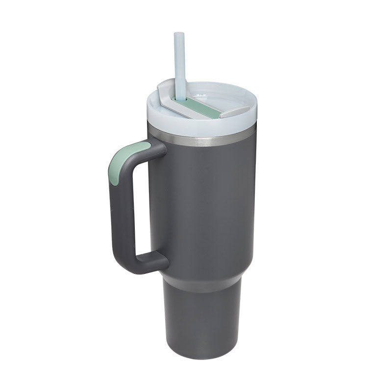 40 Oz Insulated Tumbler™ With Handle & Straw – Spill-Proof Stainless Steel Travel Mug