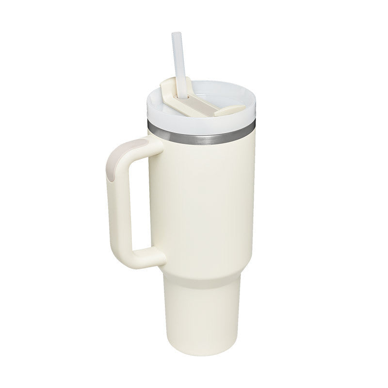 40 Oz Insulated Tumbler™ With Handle & Straw – Spill-Proof Stainless Steel Travel Mug