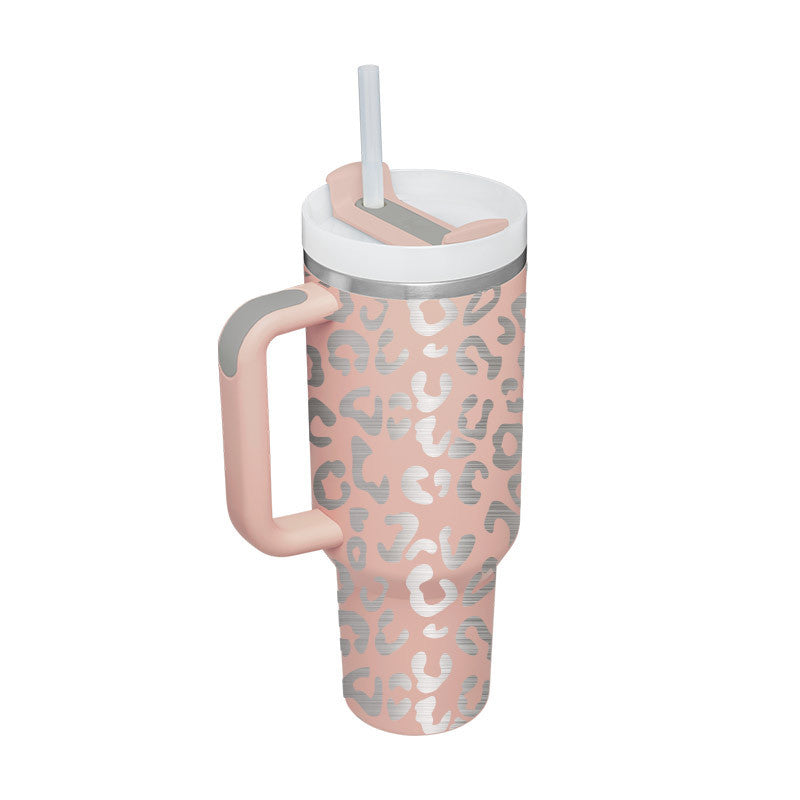 40 Oz Insulated Tumbler™ With Handle & Straw – Spill-Proof Stainless Steel Travel Mug