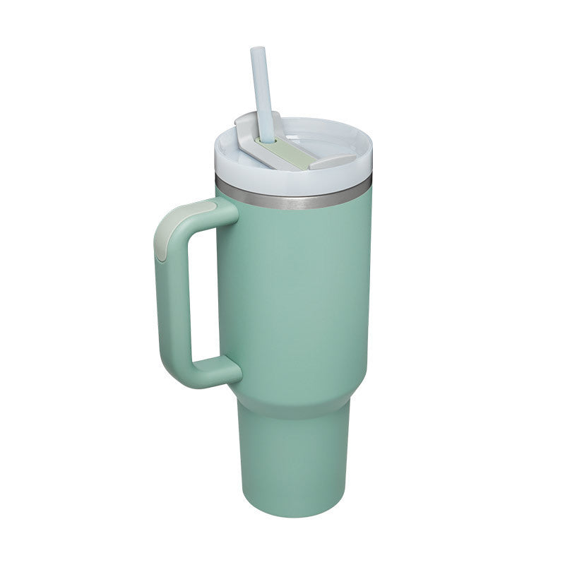 40 Oz Insulated Tumbler™ With Handle & Straw – Spill-Proof Stainless Steel Travel Mug