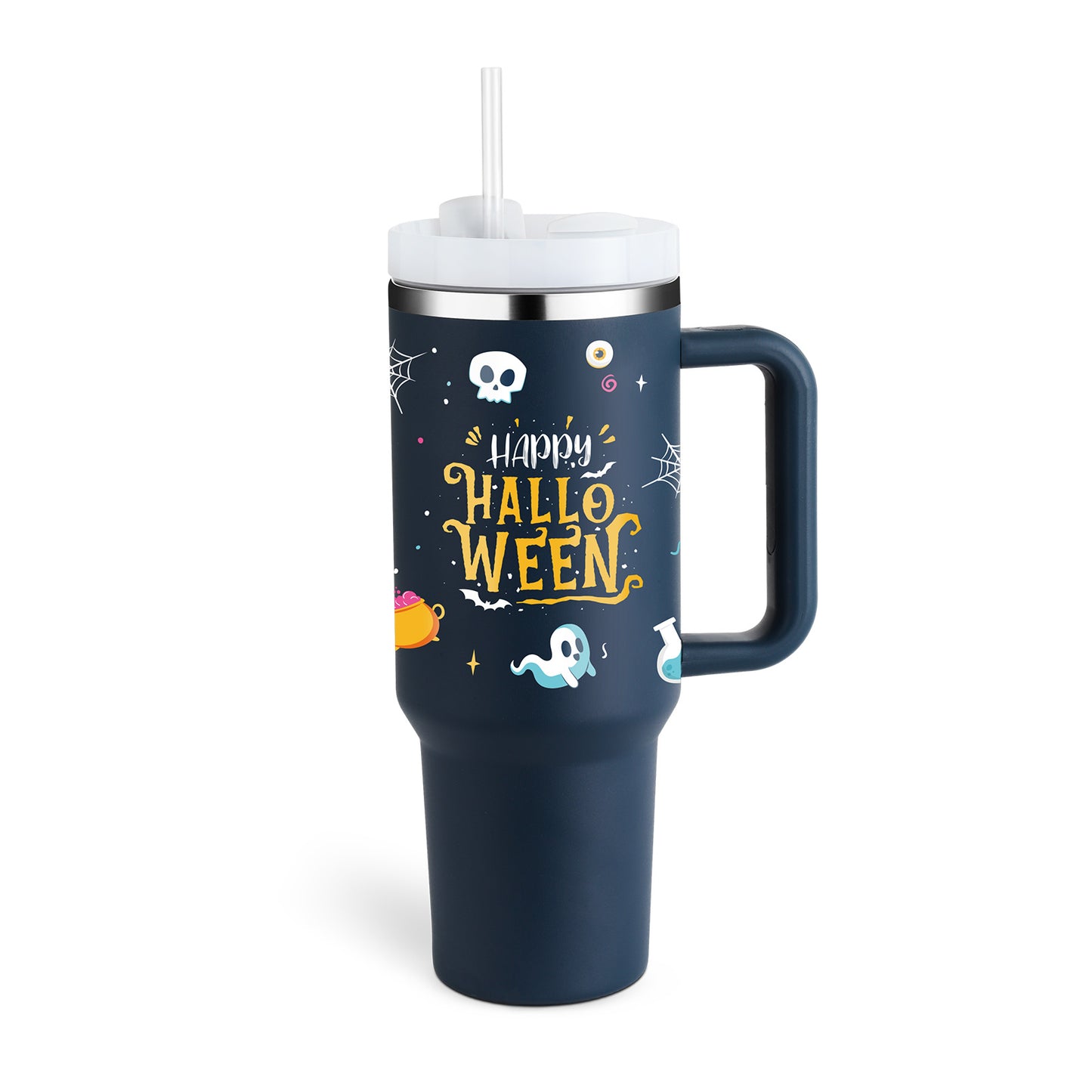 40 Oz Insulated Tumbler™ With Handle & Straw – Spill-Proof Stainless Steel Travel Mug