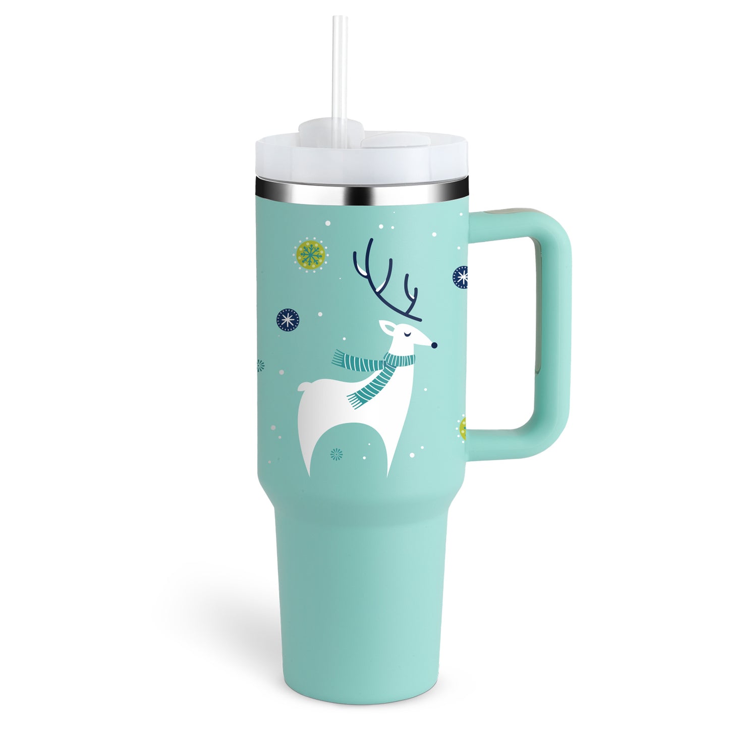 40 Oz Insulated Tumbler™ With Handle & Straw – Spill-Proof Stainless Steel Travel Mug