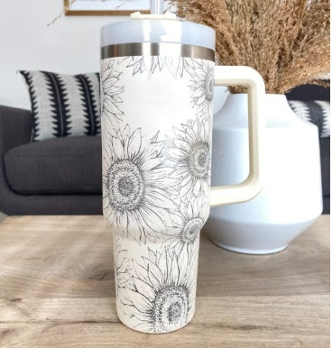 40 Oz Insulated Tumbler™ With Handle & Straw – Spill-Proof Stainless Steel Travel Mug