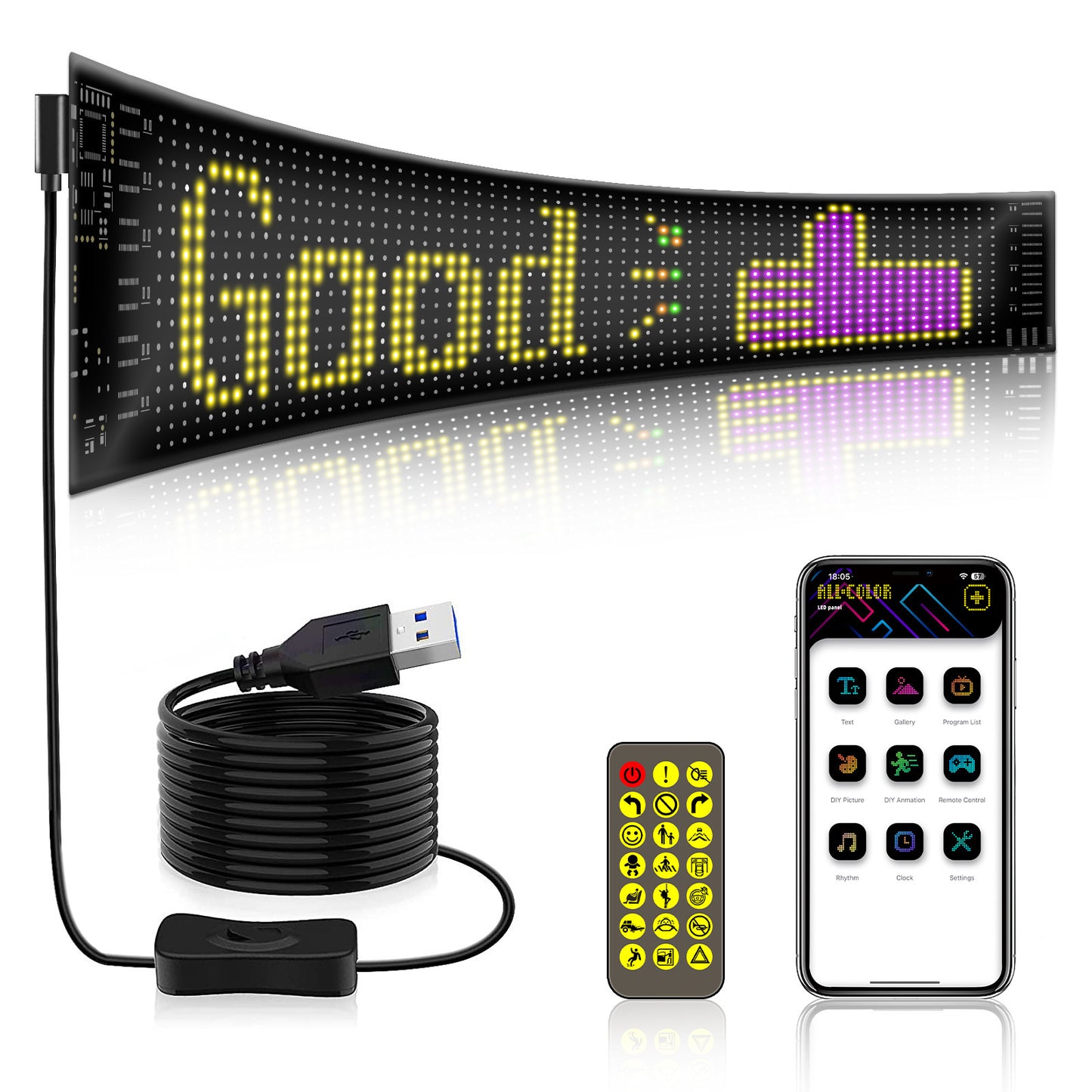 RGB MagicFlex™ LED Car Sign – Dynamic, Flexible Ad Display Screen!