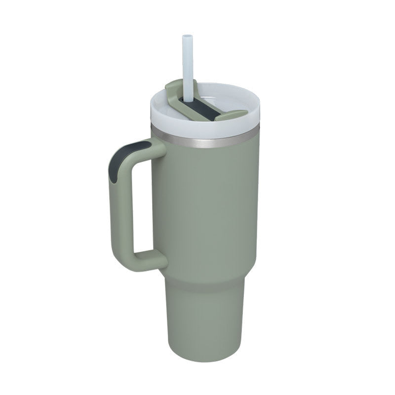 40 Oz Insulated Tumbler™ With Handle & Straw – Spill-Proof Stainless Steel Travel Mug