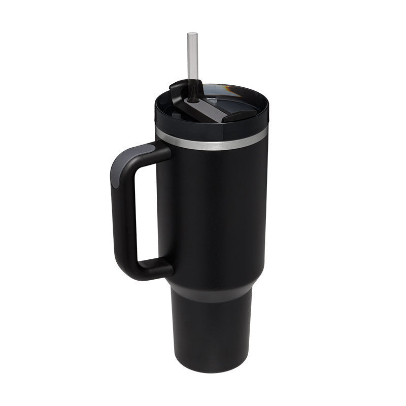 40 Oz Insulated Tumbler™ With Handle & Straw – Spill-Proof Stainless Steel Travel Mug