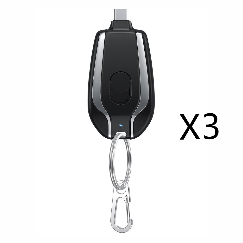 Mini Keychain Power Bank 1500mAh – Type-C Fast Charger Emergency Backup Battery Pod™