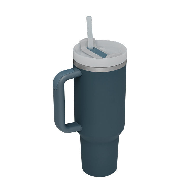 40 Oz Insulated Tumbler™ With Handle & Straw – Spill-Proof Stainless Steel Travel Mug