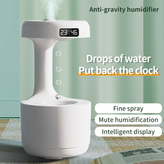 Anti-Gravity Humidifier Clock & Aroma Diffuser™ – Large Capacity, Silent Mist for Bedroom & Office