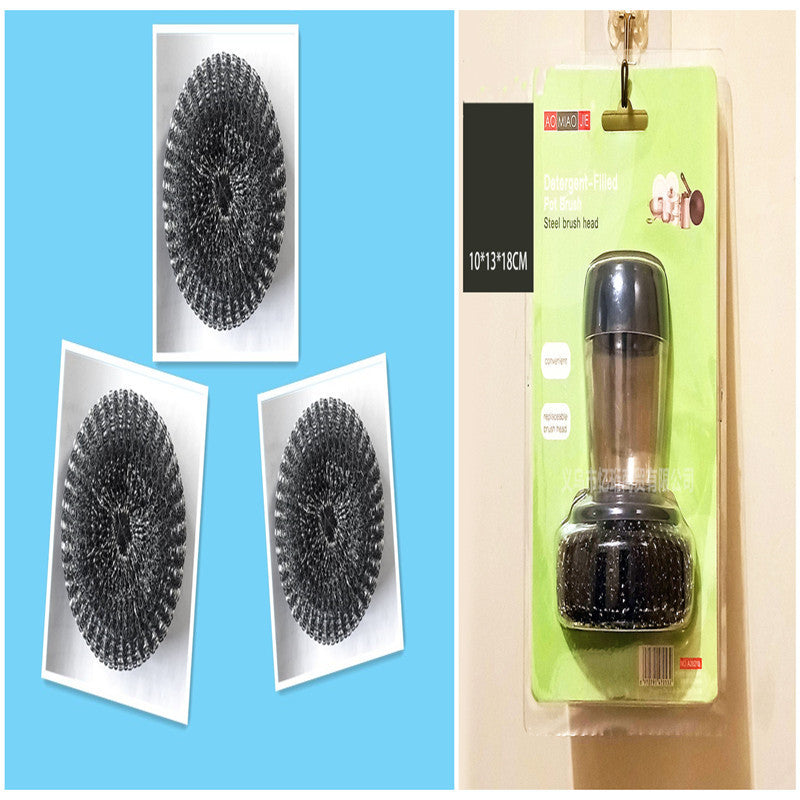 Push-Top Palm Brush Cleaner™: Kitchen Soap Dispensing Brush & Detergent Tools