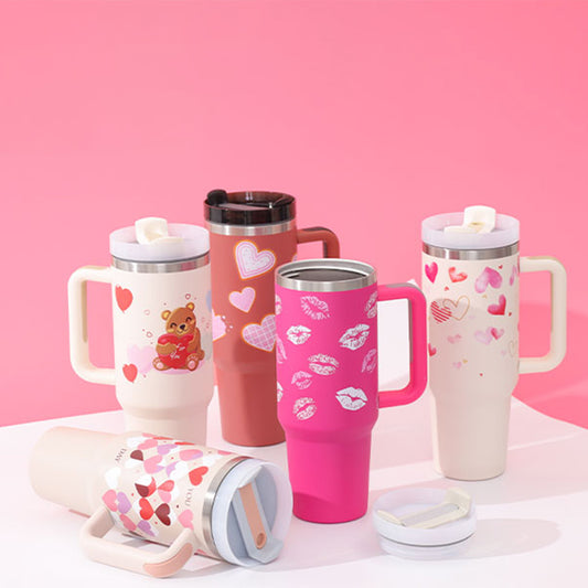 40 Oz Insulated Tumbler™ With Handle & Straw – Spill-Proof Stainless Steel Travel Mug